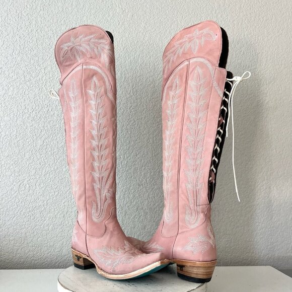 Lane LEXINGTON Over the Knee Womens Cowboy Boots 7.5 Pink Western Cowgirl Tall - Picture 1 of 16
